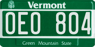 VT license plate OEO804