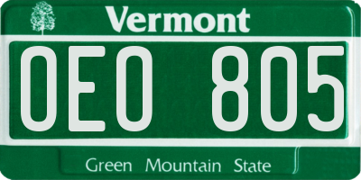 VT license plate OEO805