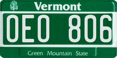VT license plate OEO806