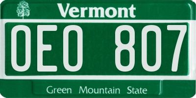 VT license plate OEO807