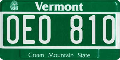 VT license plate OEO810