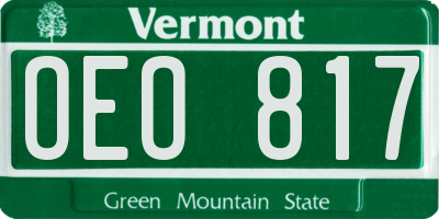 VT license plate OEO817