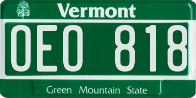 VT license plate OEO818