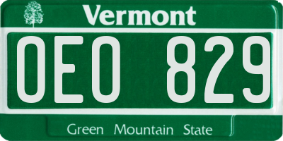 VT license plate OEO829