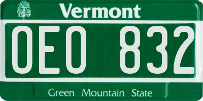 VT license plate OEO832