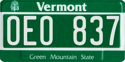 VT license plate OEO837