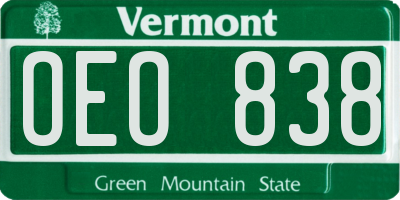 VT license plate OEO838