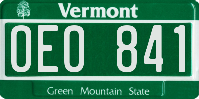 VT license plate OEO841
