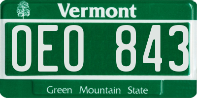 VT license plate OEO843