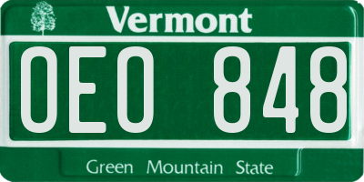 VT license plate OEO848