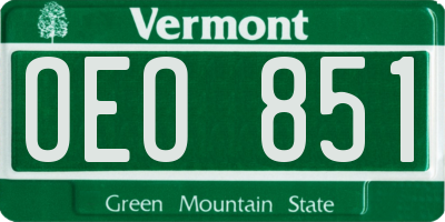 VT license plate OEO851