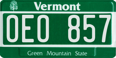 VT license plate OEO857