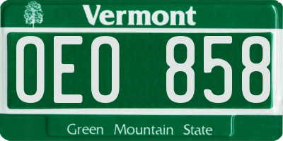 VT license plate OEO858