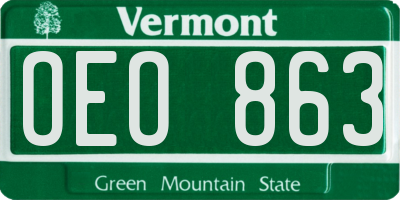 VT license plate OEO863