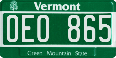 VT license plate OEO865