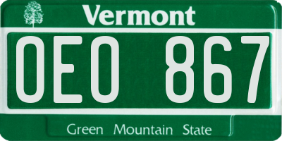 VT license plate OEO867