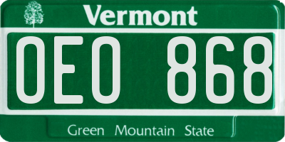 VT license plate OEO868