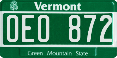 VT license plate OEO872