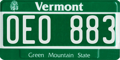 VT license plate OEO883