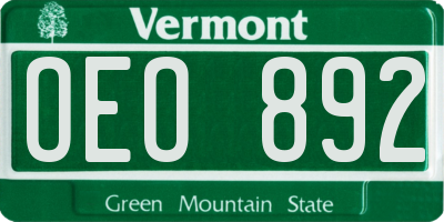 VT license plate OEO892