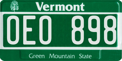 VT license plate OEO898
