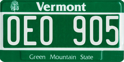 VT license plate OEO905