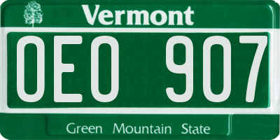 VT license plate OEO907