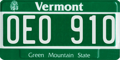 VT license plate OEO910