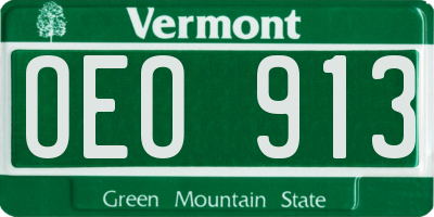 VT license plate OEO913