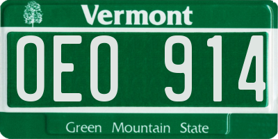 VT license plate OEO914