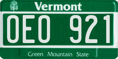 VT license plate OEO921