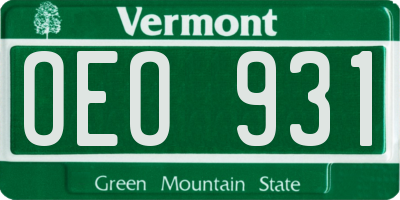 VT license plate OEO931