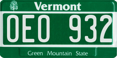 VT license plate OEO932