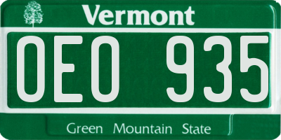 VT license plate OEO935
