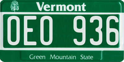 VT license plate OEO936