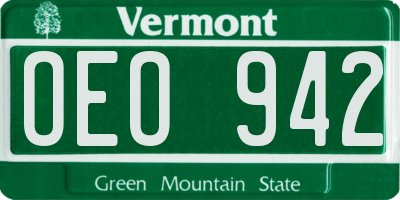 VT license plate OEO942