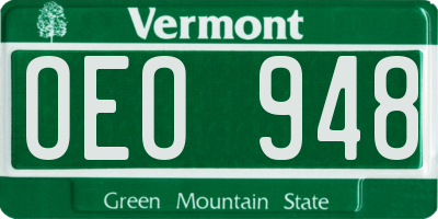 VT license plate OEO948