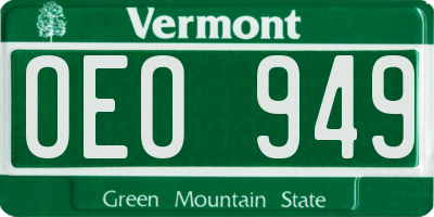 VT license plate OEO949