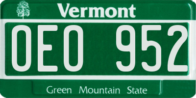 VT license plate OEO952