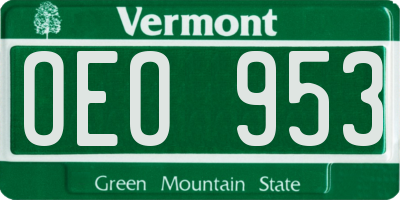 VT license plate OEO953