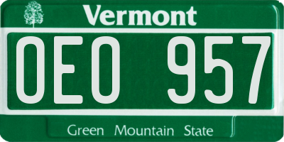 VT license plate OEO957