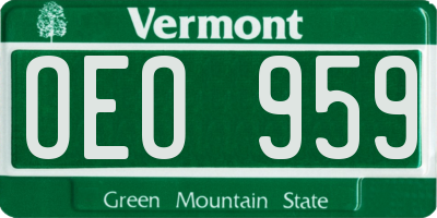 VT license plate OEO959