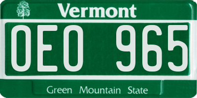 VT license plate OEO965