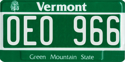 VT license plate OEO966
