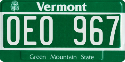 VT license plate OEO967