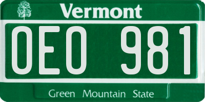 VT license plate OEO981