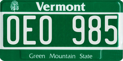 VT license plate OEO985