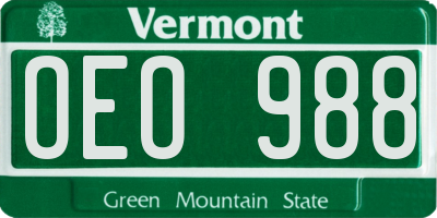 VT license plate OEO988