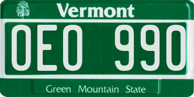 VT license plate OEO990