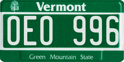 VT license plate OEO996
